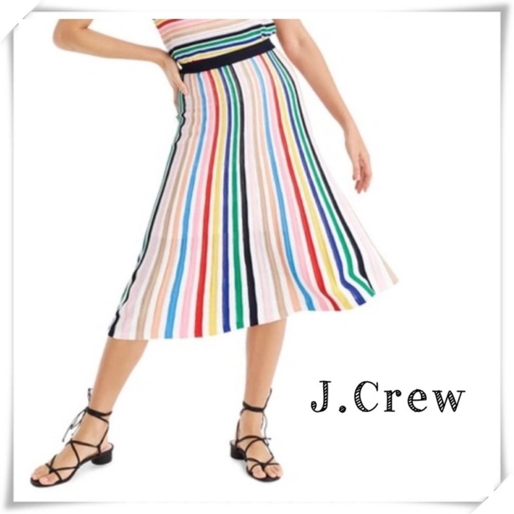 J.Crew Rainbow Striped Flowy Knit Midi Skirt Size S Style L6946 - Picture 1 of 11